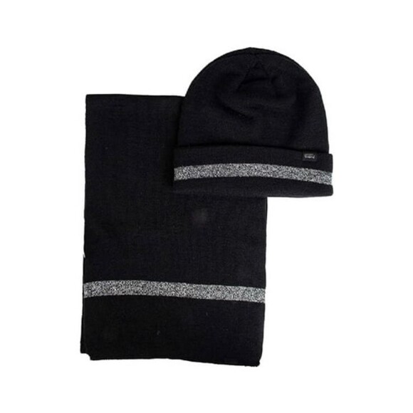 Levi’s mens winter 2 pc set knit hat and scarf set black/grey OSFM - Picture 11 of 11